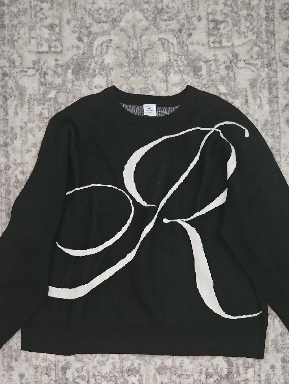 Rouqe GOLF Black Sweater with White Script R Detail